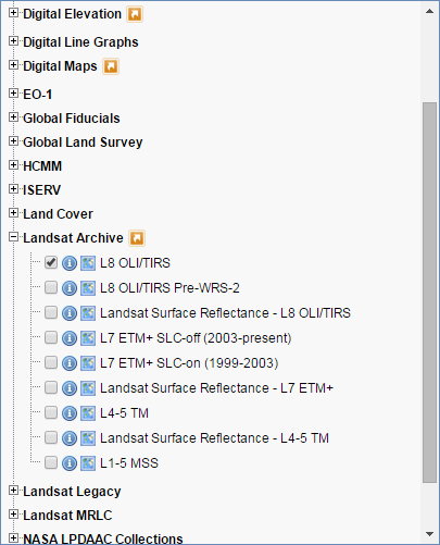 Choose Landsat archive